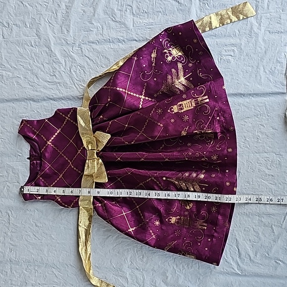 Bonnie Jean Girls Size 4 Burgundy, Gold Nutcracker Themed Holiday Dress Used - Picture 11 of 12